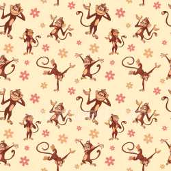 Pattern Bundle - Seamless 3D Pattern PBR Texture Featuring Playful Cartoon Monkey Characters and Floral Mo… texture preview