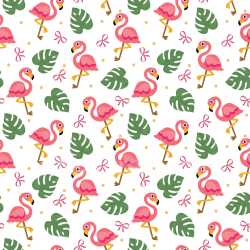 Pattern Bundle - Seamless 3D Pattern PBR Texture Featuring Playful Flamingos and Tropical Foliage texture preview