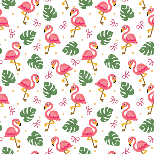 Pattern Bundle - Seamless 3D Pattern PBR Texture Featuring Playful Flamingos and Tropical Foliage texture preview