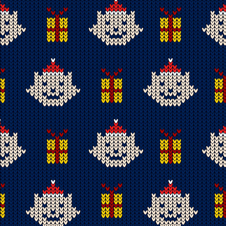 Digital Paper Featuring Christmas Santa and Gift Knit Pattern seamless PBR texture preview