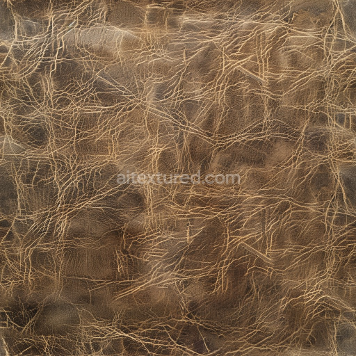 Seamless 3D PBR Texture of Aged Cracked Brown Leather with Distressed Grain