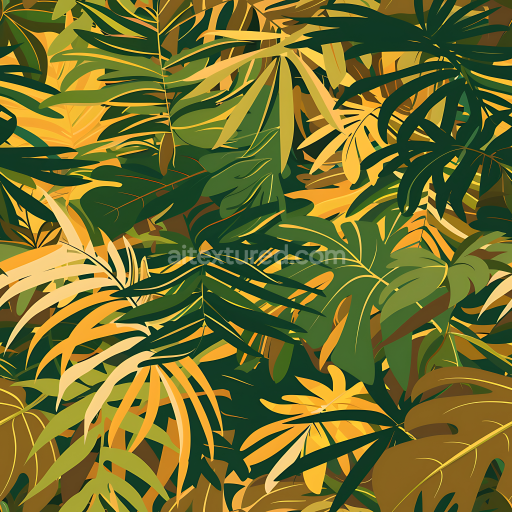 Seamless 3D Stylized Jungle Camouflage PBR Texture with Vibrant Leafy Pattern