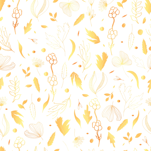 Seamless 3D PBR White & Gold Botanical Pattern Texture with Leaf Motifs