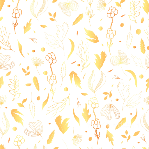 White & Gold Botanical Pattern Texture with Leaf Motifs seamless White & Gold PBR texture