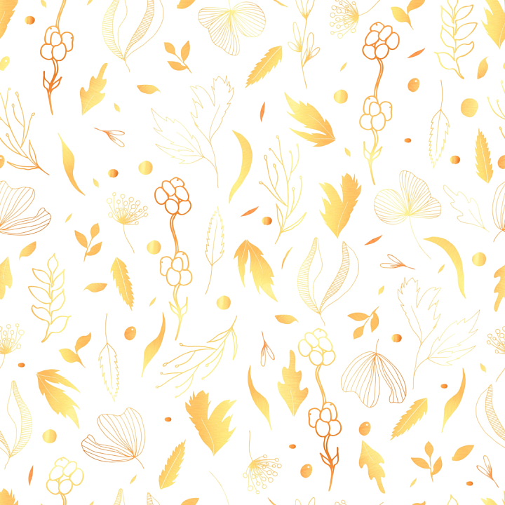 White & Gold Botanical Pattern with Leaf Motifs seamless PBR texture preview