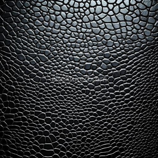 Seamless 3D Reptilian Black Scale Skin PBR Texture with Deep Scale Pattern and Glossy Finish
