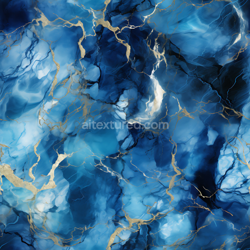 Seamless 3D Blue Marble PBR Texture Featuring Rich Gold Veins and Polished Finish