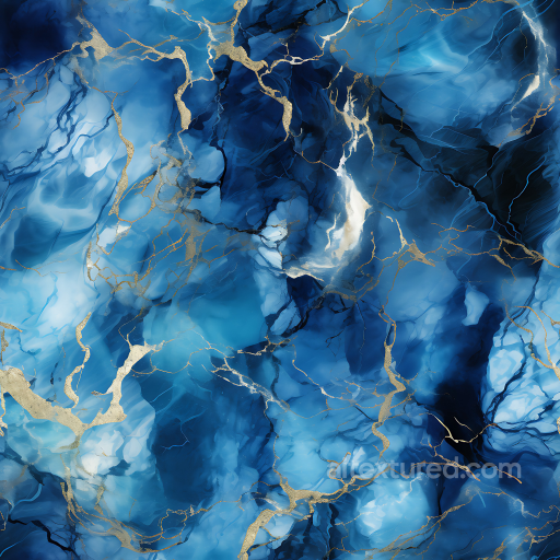 Blue Marble PBR Texture Featuring Rich Gold Veins and Polished Finish seamless Marble PBR texture