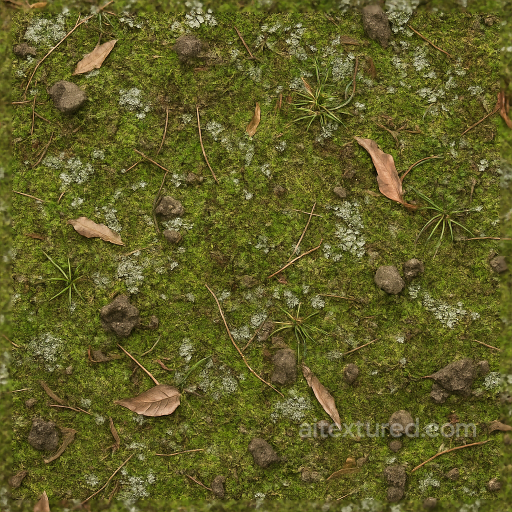 Mossy Ground Surface For Natural Forest Floor Scenes seamless Ground surface PBR texture