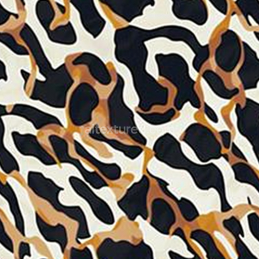 Seamless 3D PBR Texture Featuring Stylized Leopard Print in Black, White, and Brown