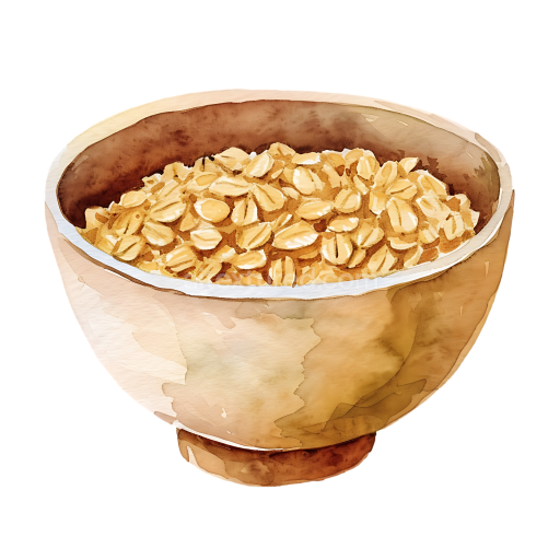 Watercolor Style Breakfast Bowl with Oat Groats Illustration