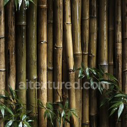 seamless Seamless 3D PBR Texture of Glossy Natural Bamboo Culms with Green Leaves texture 8k free download PBR
