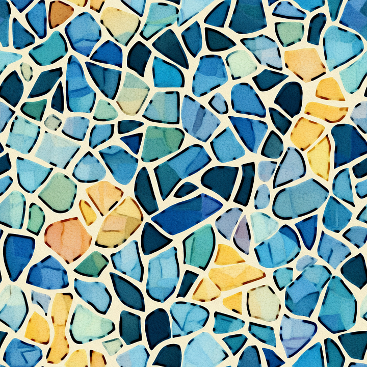 Mosaic of Colorful Broken Tiles with Matte Finish seamless PBR texture preview
