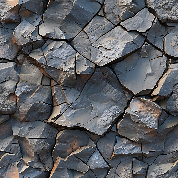 Fractured Slate Rock Wall with Sharp Edges and Layered Surfaces seamless PBR texture preview