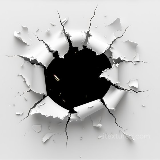 Cracked & Holes Texture of White Torn Paper with Central Hole and Radial Cracks Cracked & Holes texture preview