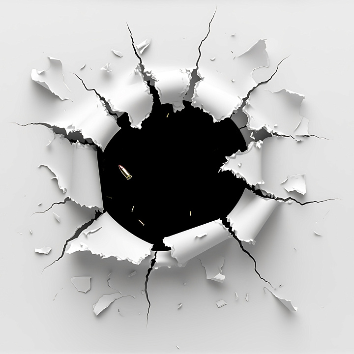 Cracked & Holes of White Torn Paper with Central Hole and Radial Cracks seamless PBR texture preview