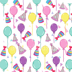 seamless Seamless 3D PBR Texture of Colorful Birthday Balloons and Polka-Dot Party Hats texture 8k free download PBR