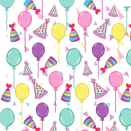 Seamless 3D PBR Texture of Colorful Birthday Balloons and Polka-Dot Party Hats