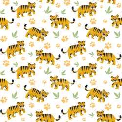 Pattern Bundle - Seamless 3D Pattern PBR Texture Featuring Cartoon Tigers and Paw Prints with Playful Motif texture preview