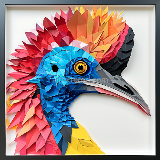 Seamless 3D PBR Texture of Cassowary Feather Style with Vivid Color Pattern