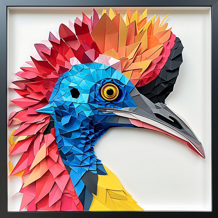 Animal of Cassowary Feather Style with Vivid Color Pattern seamless PBR texture preview