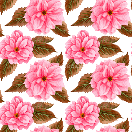 Seamless 3D PBR Texture of Pink Flower Petals with Brown Leaves