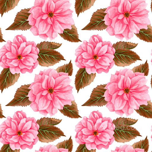 Pink Flower Petals Seamless Texture with Brown Leaves seamless Pink Flower PBR texture