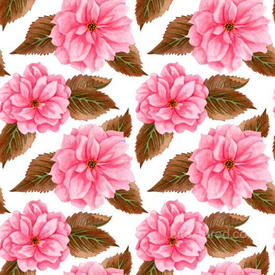 Pink Flower Petals Seamless Texture with Brown Leaves Pink Flower texture preview