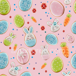 seamless Seamless 3D PBR Texture of Colorful Easter Cookies on Light Pink Background texture 8k free download PBR