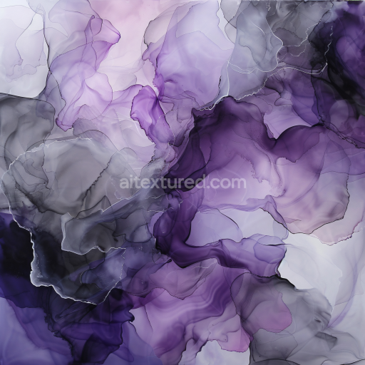 Seamless 3D Alcohol Ink PBR Texture with Purple and Gray Fluid Layers