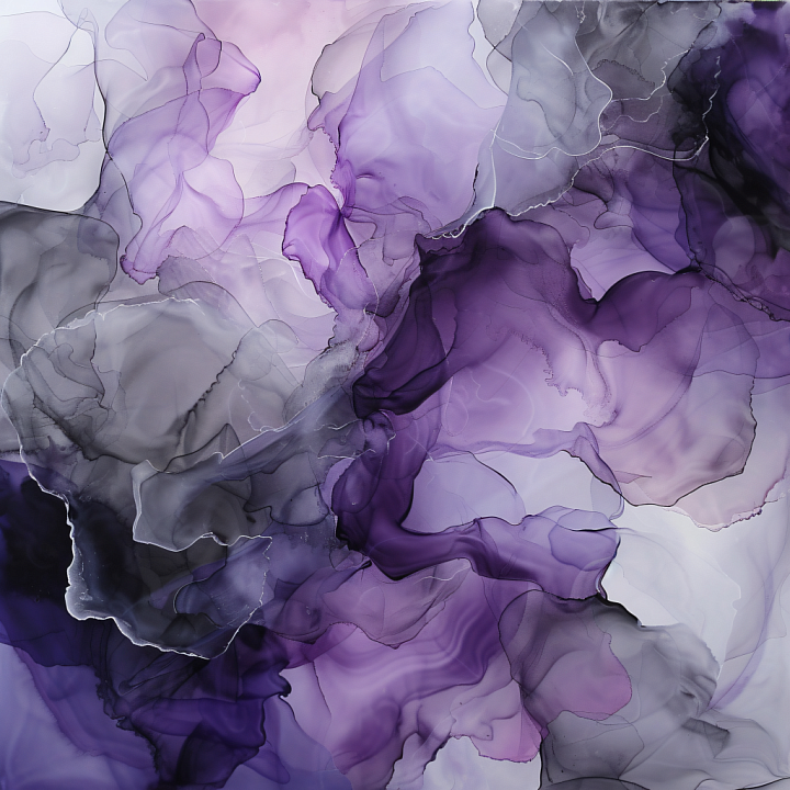 Alcohol Ink with Purple and Gray Fluid Layers seamless PBR texture preview