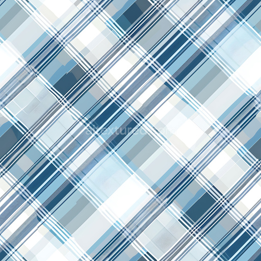 Seamless 3D PBR Texture of Soft Blue and White Plaid Fabric Pattern