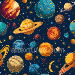 seamless Seamless 3D Space PBR Texture Featuring Stylized Cosmic Planets and Stars texture 8k free download PBR