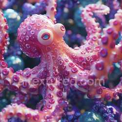 seamless Seamless 3D Inflated PBR Texture of Glossy Pink-Red Rubber Octopus Skin with Suckers texture 8k free download PBR