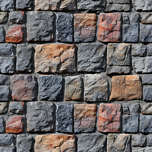 Seamless 3D Weathered Stone Wall PBR Texture with Rustic Color Variations
