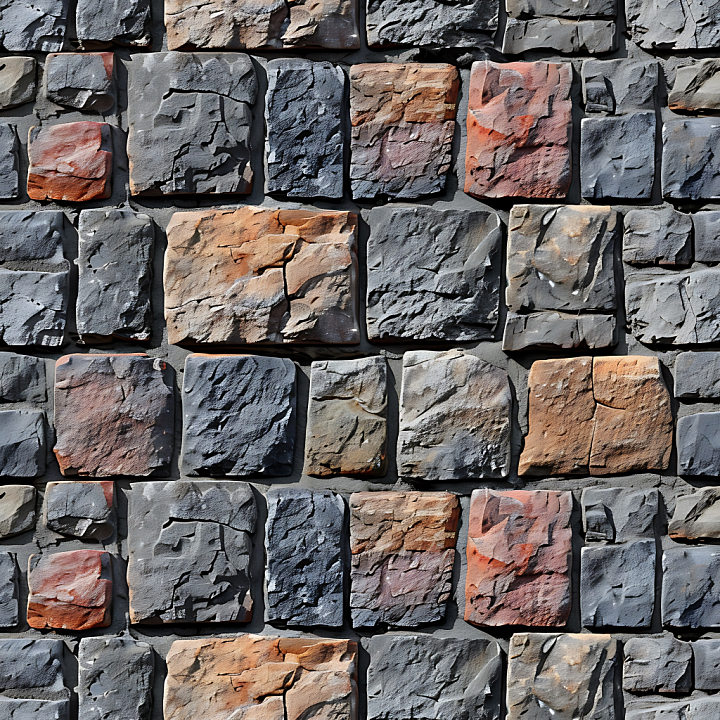 Weathered Stone Wall with Rustic Color Variations seamless PBR texture preview