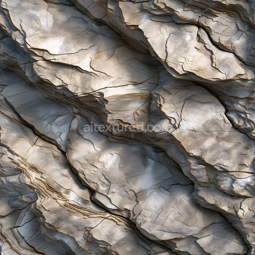 Seamless 3D Layered Cliff Rock PBR Texture with Weathered Stone Layers