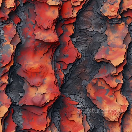 cracked and peeling paint PBR texture with rusty orange and black layers seamless Cracked & Holes PBR texture