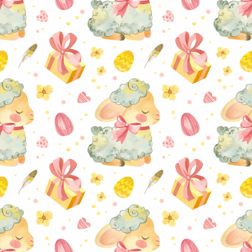 Featuring Pastel Easter Lambs, Gifts, and Eggs seamless All Christmas Digital paper PBR texture