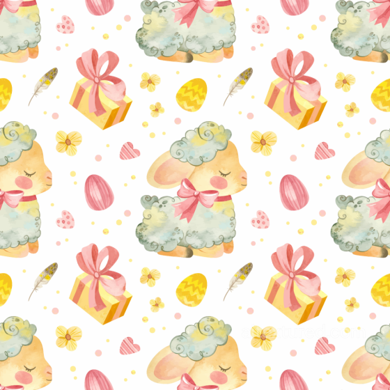 Featuring Pastel Easter Lambs, Gifts, and Eggs All Christmas Digital paper texture preview