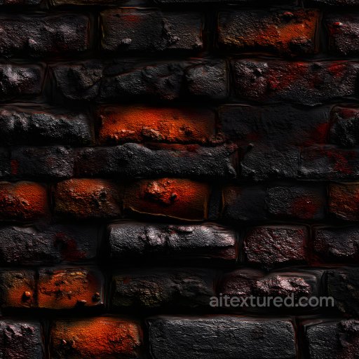 Cracked Burnt Brick Wall PBR Texture with Rough Surface seamless Brick PBR texture