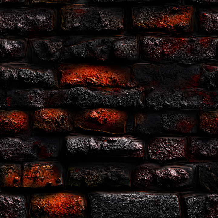Cracked Burnt Brick Wall with Rough Surface seamless PBR texture preview
