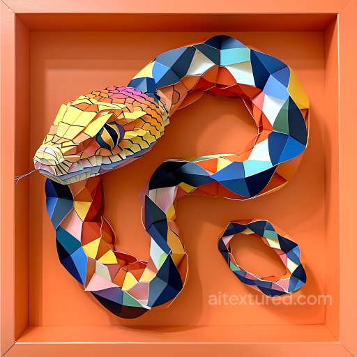 Animal - Seamless 3D PBR Texture Featuring Colorful Origami-Style Corn Snake Pattern texture preview