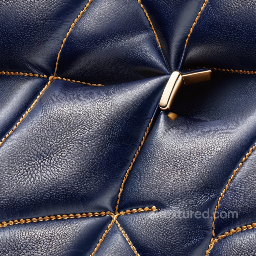 Navy Blue Quilted Leather PBR Texture with Prominent Stitching and Pebbled Grain seamless Leather PBR texture