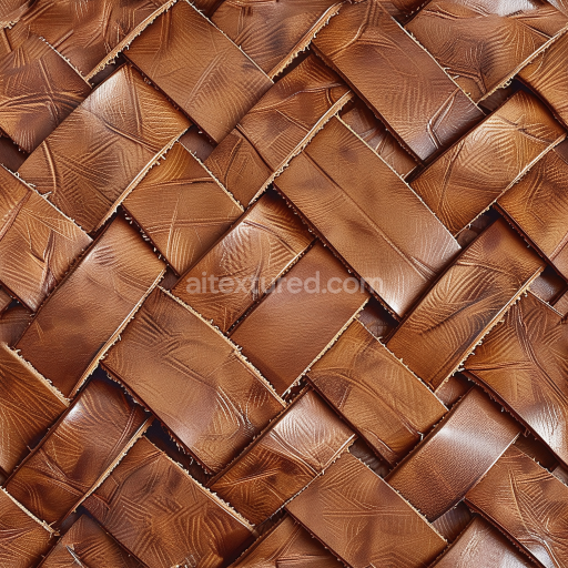 Seamless 3D Woven Brown Leather PBR Texture with Detailed Grain and Worn Edges