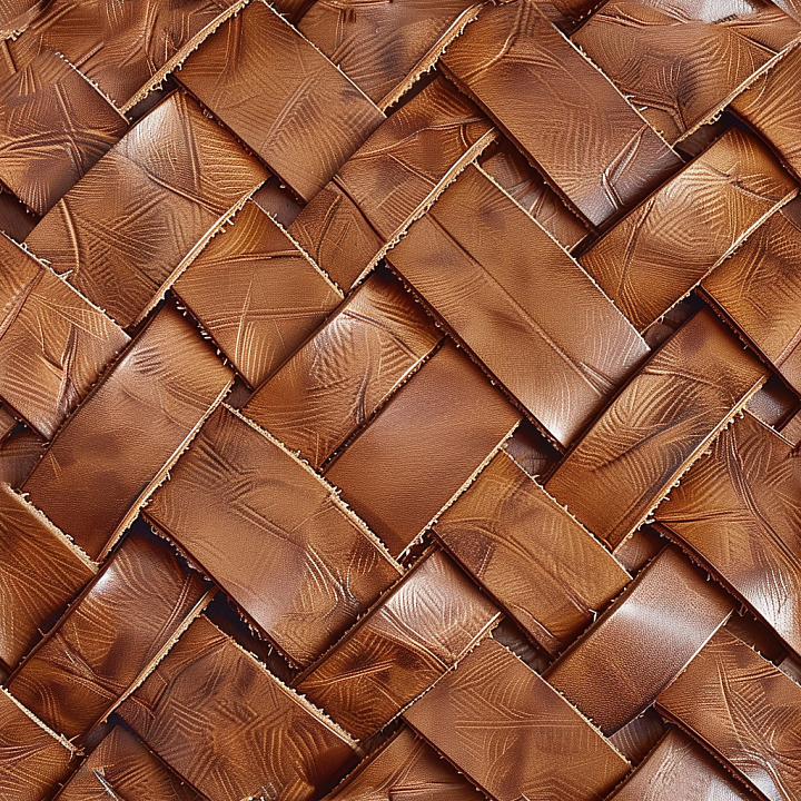 Woven Brown Leather with Detailed Grain and Worn Edges seamless PBR texture preview