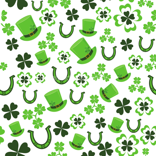 Seamless 3D PBR Texture Featuring Green Leprechaun Hats and Shamrocks Pattern