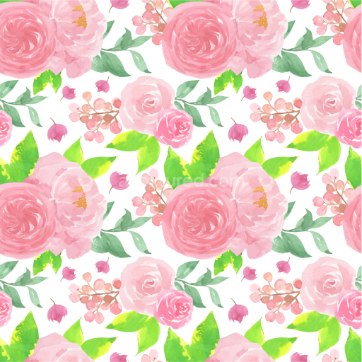 Seamless 3D PBR Texture of Pink Flower Watercolor Floral Fabric Pattern