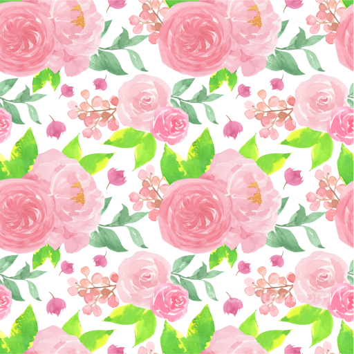 Pink Flower Watercolor Floral Fabric Pattern Seamless Texture seamless Pink Flower PBR texture