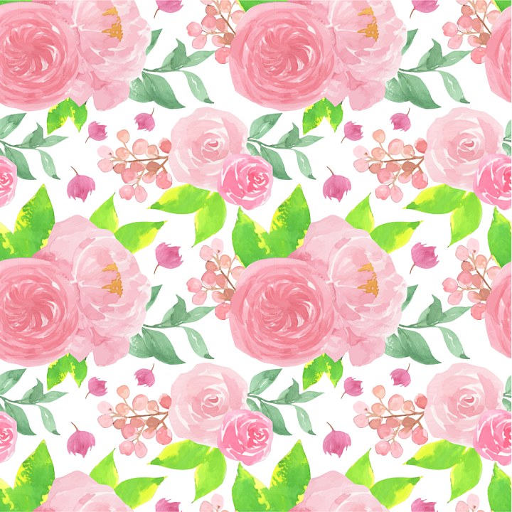 Pink Flower Watercolor Floral Fabric Pattern seamless PBR texture preview